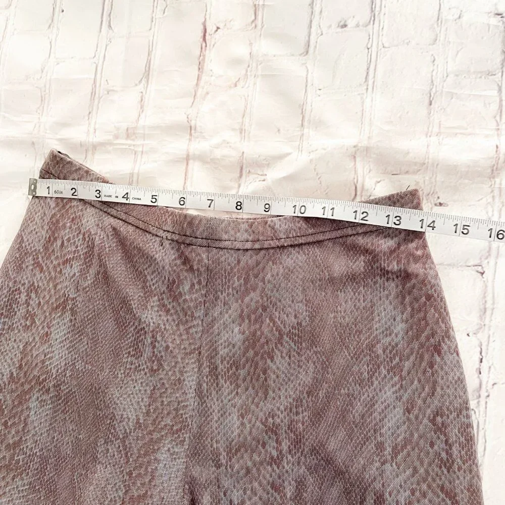 Cache Snake Print Lined mesh Sheer Flowy Palazzo Purple Taupe Wide Leg Pants M - Picture 6 of 12